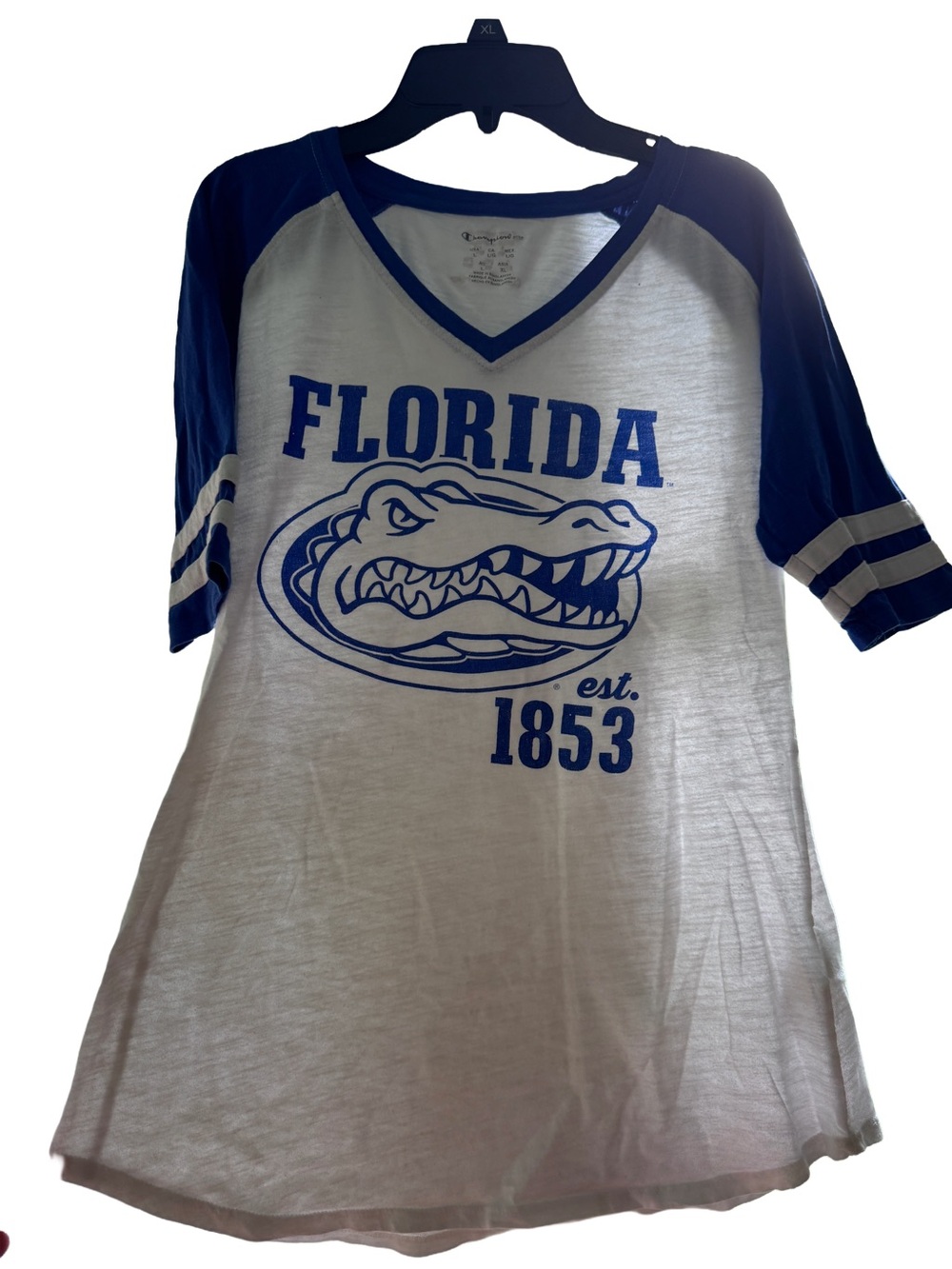 UF University of Florida Gators Champion Women's V-Neck Tee Shirt, Large